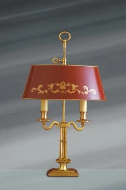 Lampe De Style Directoire, En Bronze Massif Doré, Décor épuré