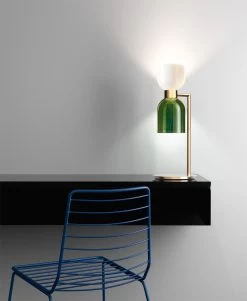 Lampe De Table Forme Sablier Bicolore Vert Et Blanc Caterina