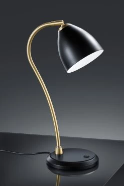 Lampe De Table Noire Et Laiton Satiné