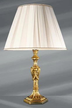 Lampe Louis XIV Dorée Bronze Massif Doré Abat-jour Blanc