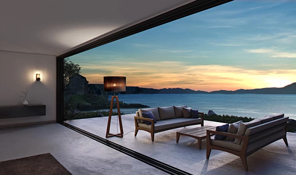 Club Lounge Lampadaire D'extérieur LED En Teck Et Abat-jour Chocolat – Image 3