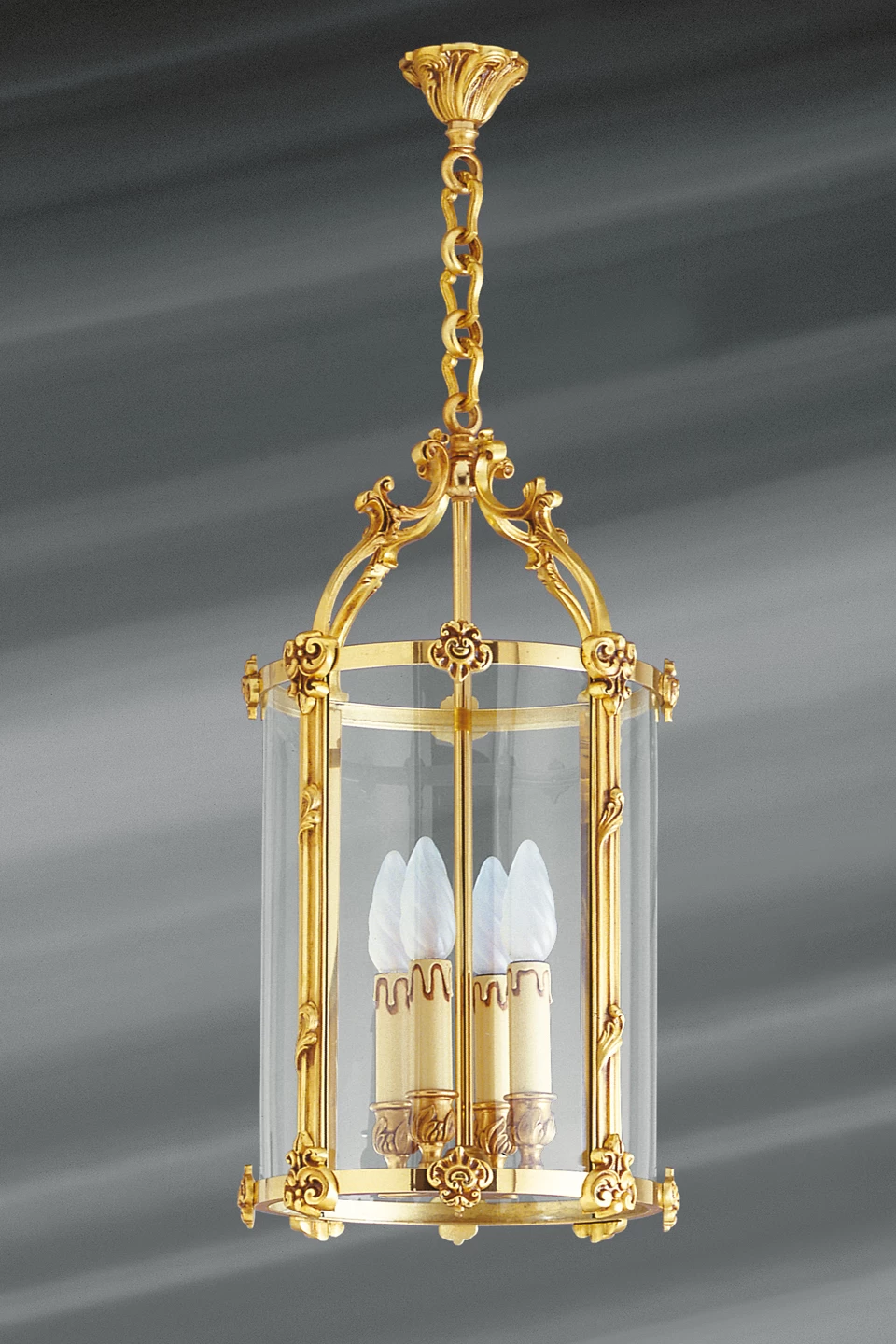Lanterne De Style Louis XVI En Bronze Doré Et Verre