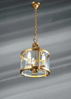 Lanterne Originale, Bronze Et Verre, Trois Lumières