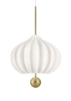 Lilli Suspension Fleur De Lys Opale Blanche Et Dorée