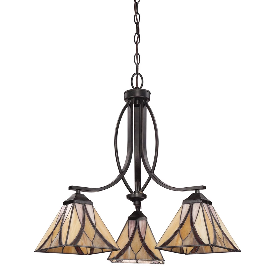 Lustre 3 Lumières En Verre Tiffany Asheville – Image 4