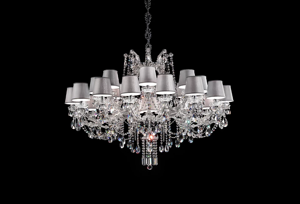 Lustre 24 Lumières En Métal Chromé