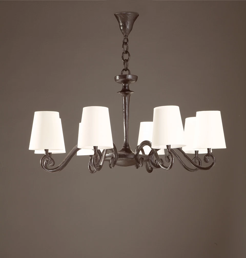 Lustre 8 Branches Et Bras En Volutes Amboise