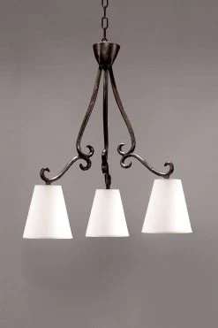 Lustre 3 Branches Volutes Patiné Noir