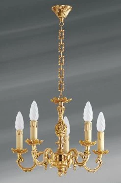 Lustre Bronze Louis XV Cinq Lumières