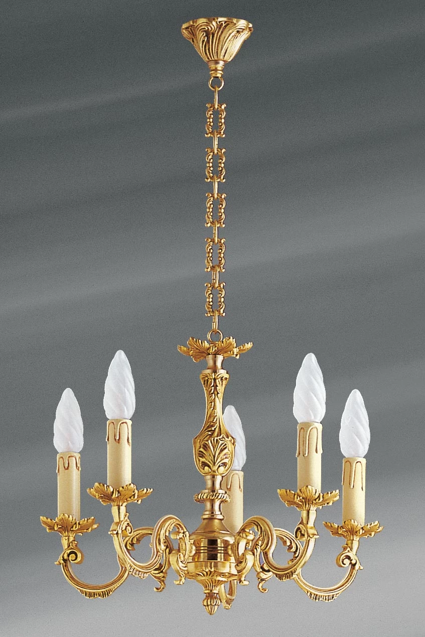 Lustre Bronze Louis XV Cinq Lumières
