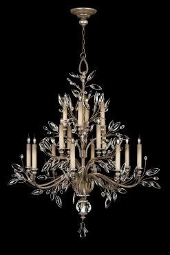 Lustre De Cristal En Bouquet Vieil Argent - Collection Crystal Laurel