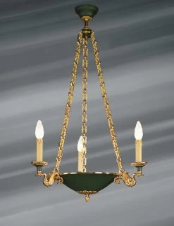 Lustre De Style Empire En Forme De Vasque évasée Et Laquée, Trois Lumières