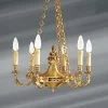 Lustre Doré Style Directoire, Bronze Massif, Doré, Six Lumières