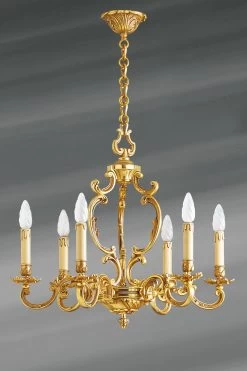 Lustre En Bronze Doré Louis XV Six Lumières