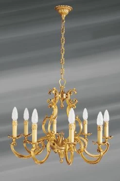 Lustre Louis XV En Bronze Doré Huit Lumières