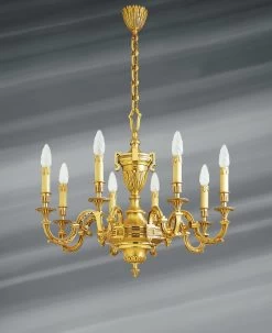 Lustre Louis XVI En Bronze Doré, Huit Lumières