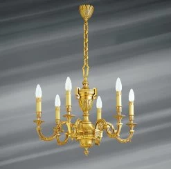 Lustre, Louis XVI, En Bronze Doré, Six Lumières
