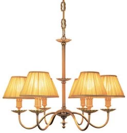 Lustre à Six Lumières En Bronze Vieilli Et Tissu Plissé Adara