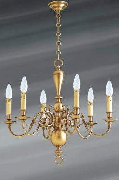 Lustre Style Hollandais Laiton Six Lumières