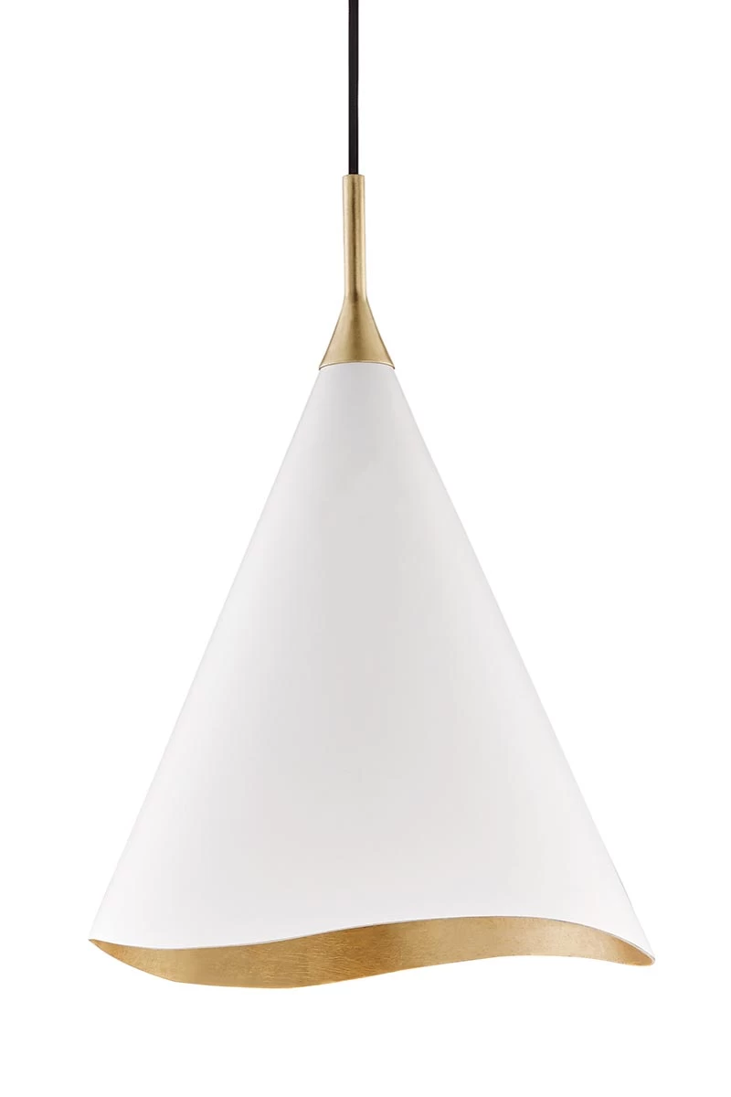 Martini Suspension Conique Blanche Et Dorée 33cm