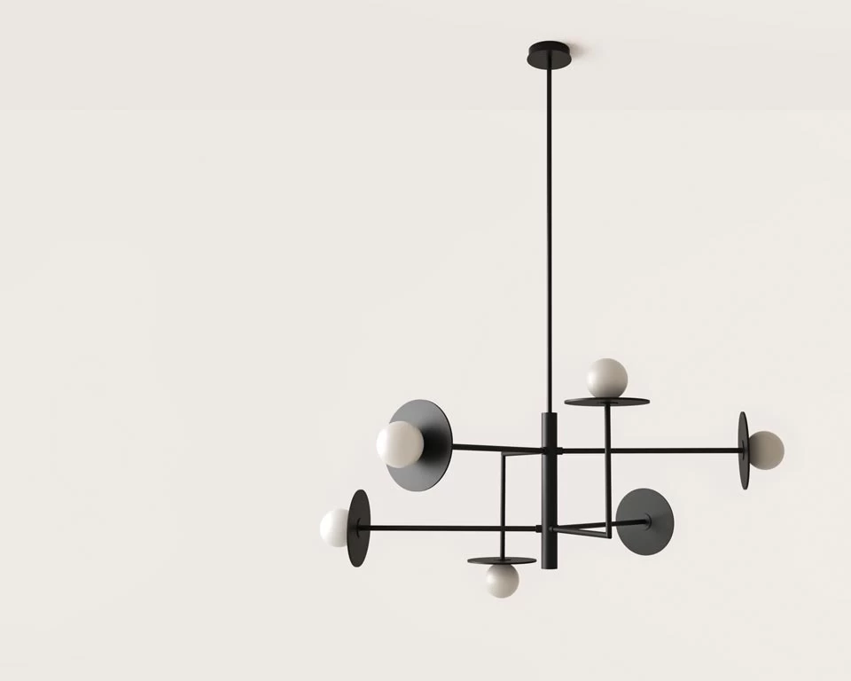 Miro Lustre Noir Et Blanc 6 Lumières