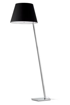 Moma Lampadaire Design Chrome Et Tissu Noir