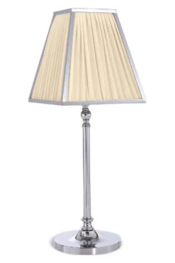 New Rivoli Lampe Pyramide Chrome Et Soie Plissée Ivoire