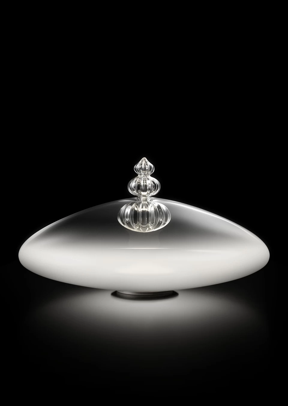Padma Lampe De Table Contemporaine De Murano Blanc Et Transparent