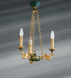 Petit Lustre De Style Empire En Bronze Massif, Trois Lumières