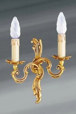 Petite Applique En Bronze Louis XV Vieil Or Deux Bougeoirs