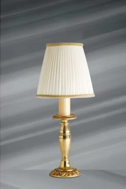 Petite Lampe En Bronze Massif De Style Empire, Abat-jour Plissé Ivoire