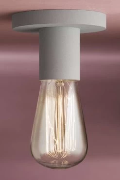 Plafonnier Aluminium Blanc Laqué Forme Cylindrique Pour Ampoule Décorative