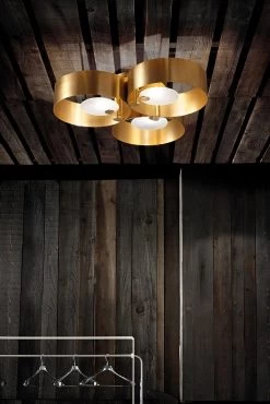 Plafonnier Doré Contemporain, 3 Lumières Collection Sound