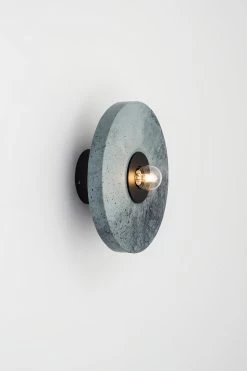 Plafonnier Rond Marbre Vert Et Métal Noir