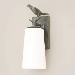 Plume Applique D'extérieur Oiseau En Bronze Vert-de-gris