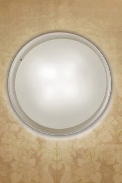 Pod Plafonnier Ou Applique Murale Disque Verre De Murano Incolore Et Dépoli Blanc 43cm