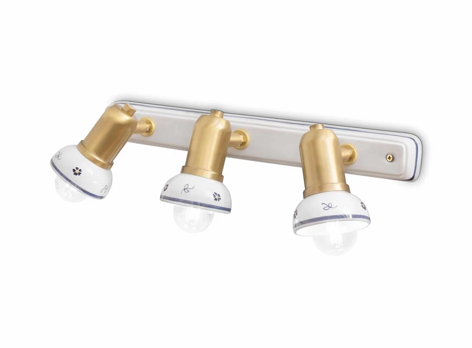 Savona Applique Spot 3 Lumières Dorée, Blanche Et Bleue