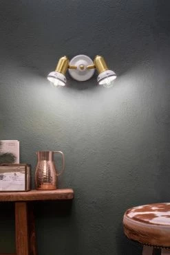 Savona Applique Spot 2 Lumières En Laiton Et Céramique