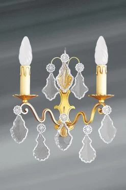 Sobre Applique Dorée Louis XV Cristal De Bohème 2 Lumières