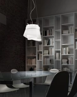 Suspension à Double Abat-jour En Verre Opale Blanc Aria