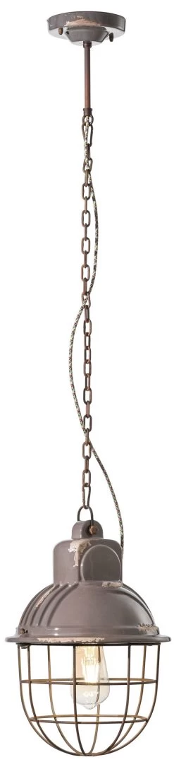 Suspension Style Industriel Grise En Céramique Et Métal Rouillé