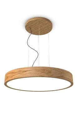 WoodLED Suspension Ronde En ChĂŞne 90cm